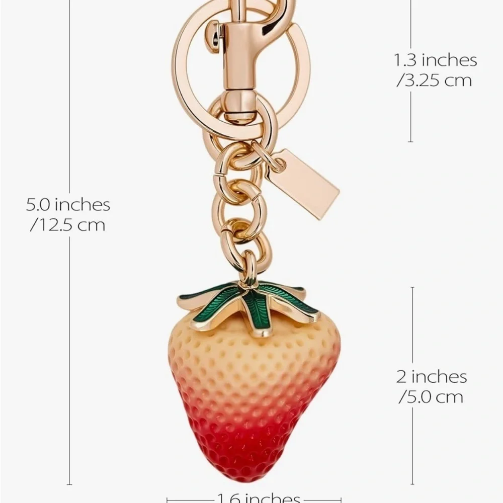 Strawberry bag charm accessories clip onto your coach bag Keychain